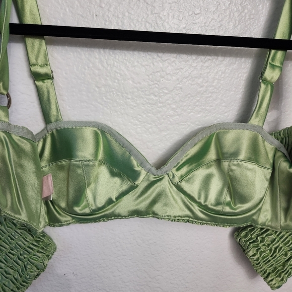 ALIÉTTE Green Silky Bralette Top Size 4 - Picture 7 of 16